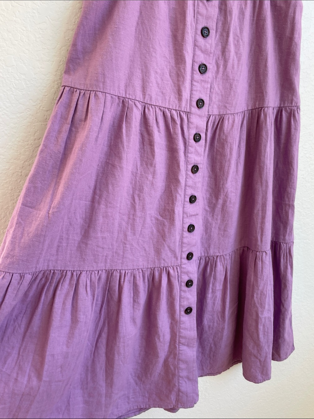 Banana Republic Linen Blend Lavender Tiered Button-Front Maxi Skirt • XS